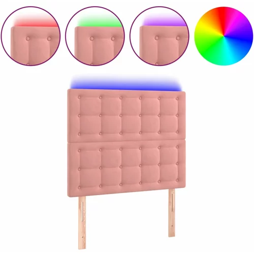 vidaXL LED posteljno vzglavje roza 90x5x118/128 cm žamet, (20933867)