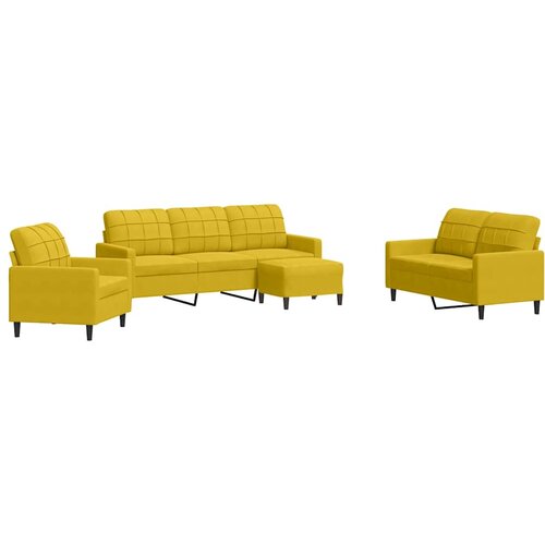  4-dijelni set sofa s jastucima žuti bar&amp;scaron;unasti Slike