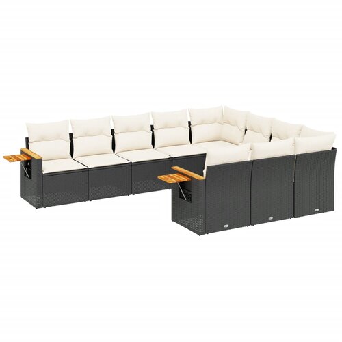  10-dijelni set vrtnih sofa s jastucima crni od poliratana Crna 85 x 62 x 69 cm Slike