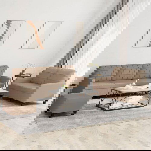 VidaXL 3-dijelni set sofa s jastucima boja cappuccina od umjetne kože Slike