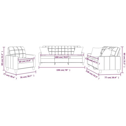  3-dijelni set sofa s jastucima sivi od umjetne kože Slike