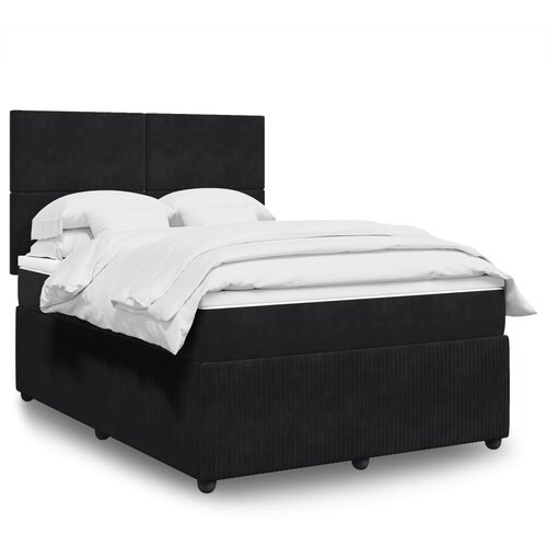 vidaXL Box spring postelja z vzmetnico črna 140x200 cm žamet Cene