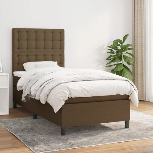  Krevet s oprugama i madracem tamnosmeđi 90 x 200 cm od tkanine
