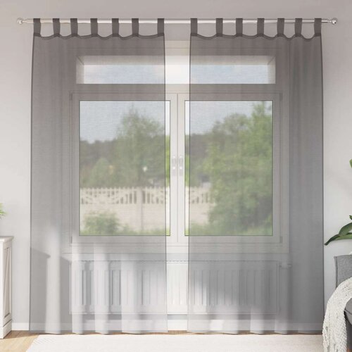 Voile zavjese s petljama 2 kom tamnosive 140x225 cm Cene