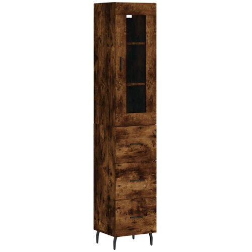  Visoka komoda dimljeni hrast 34,5x34x180cm konstruiranog drva Slike