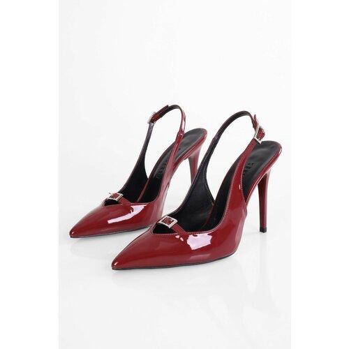 Shoeberry Women's Drea Burgundy Patent Leather Stiletto Slike