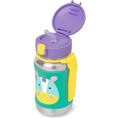 Skip Hop Zoo Straw Bottle steklenica za vodo iz nerjavnega jekla s slamico Unicorn 12 m+ 350 ml Slike