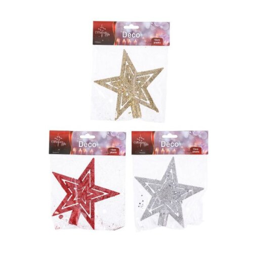 Vrh za novogodisnju jelku 15cm mix 3 boje ( 45/86940 ) Slike