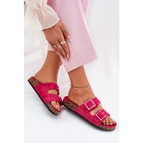 Boto Women's sandals with transparent elements on cork sole fuchsia Sercele Cene