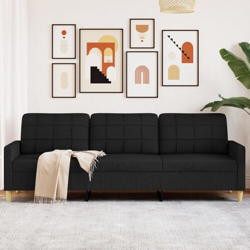VidaXL Trosjed od tkanine Crna 210 cm Slike