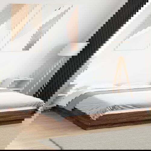 Furnova Posteljni okvir z LED lučkami rjavi hrast 120x200 cm inž. les, (21935938) Slike