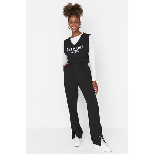 Trendyol Black Snap Detailed Loose Jogger Slim Knitted Sweatpants Slike