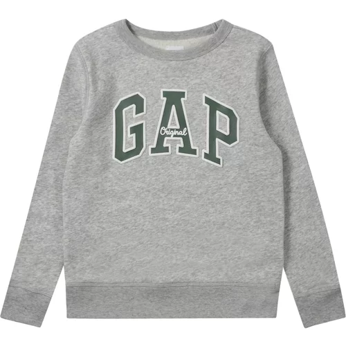 GAP Sweater majica 'HERITAGE' siva melange / tamno zelena / bijela