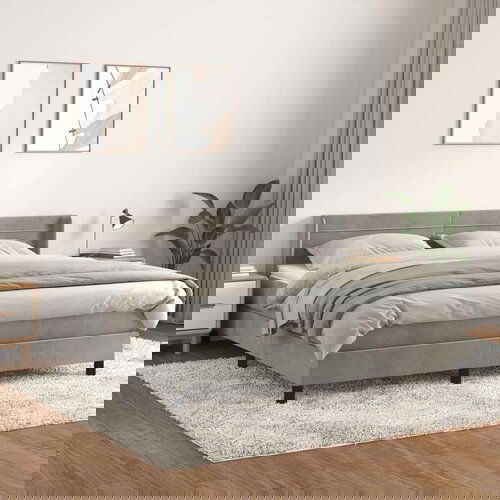  Krevet s oprugama i madracem svjetlosivi 180x200 cm bar&amp;scaron;unasti Slike