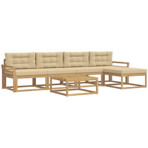  Set vanjskih sofa 6 kom. Bijela i bež Poliester Slike