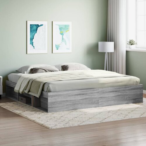 VidaXL Posteljni okvir siva sonoma 200x200 cm Slike