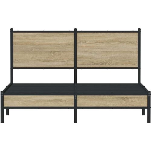 VidaXL metalni okvir kreveta s uzglavljem boja hrasta sonome 140x190cm Slike