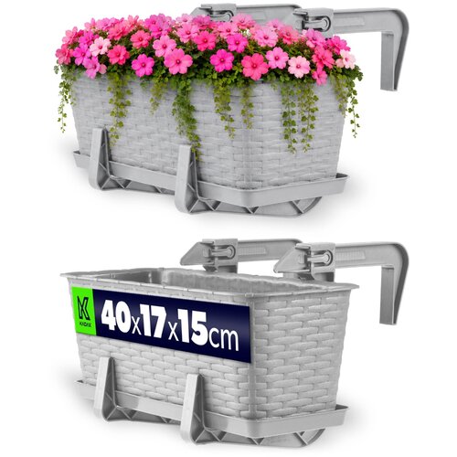 KADAX balkonski lonec za rože s stojalom 40 cm + ročaji, (5000353296) Slike