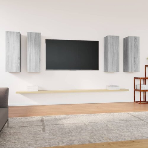 vidaXL TV omarica 4 kosa siva sonoma 30,5x30x90 cm konstruiran les Cene