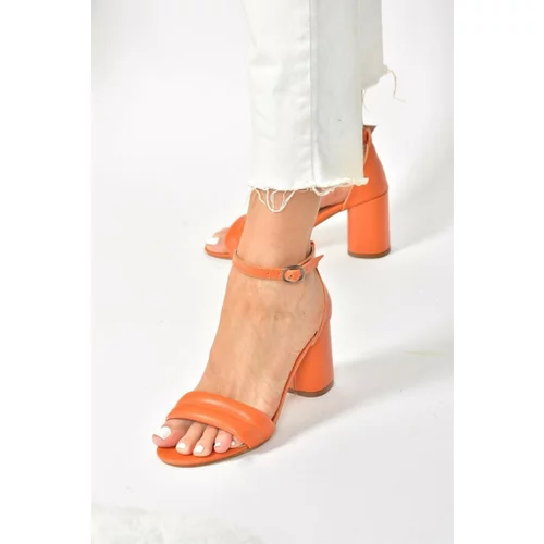Fox Shoes Orange Single Strap Women's Thick Heeled Shoes