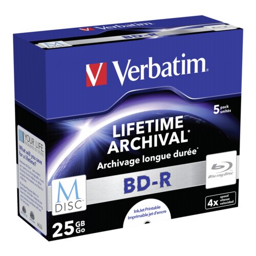 Verbatim 1x5 M-Disc BD-R Blu-Ray 25GB 4x Speed, Jewel Case print. Cijene