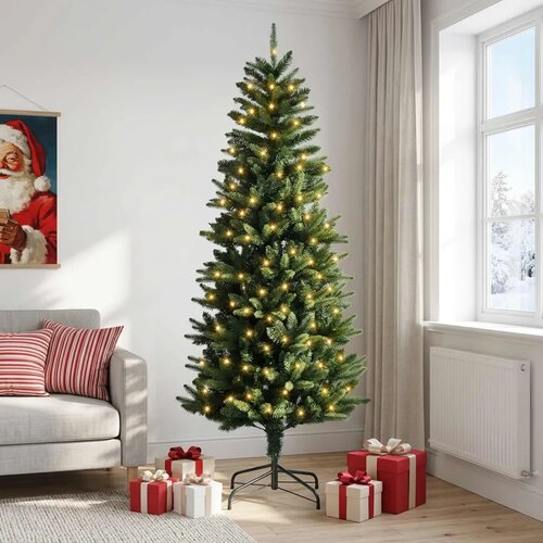  Umjetno božićno drvce s nogom 120 cm 150 LED lampica - 120 cm s LED svjetlima Zelena Slike