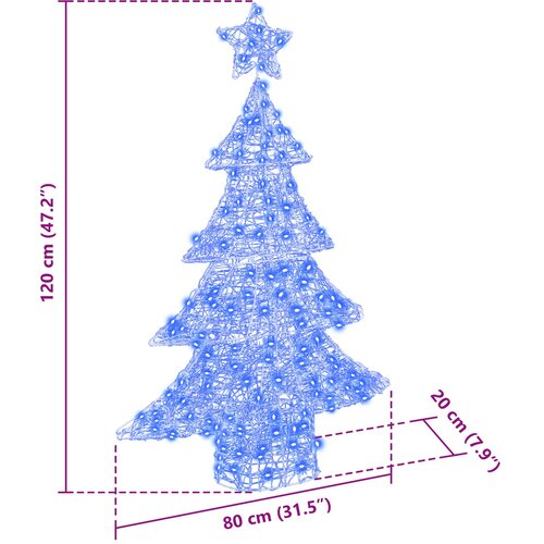  Božićno drvce s 100 LED svjetlima Plava 120 cm Akril Slike