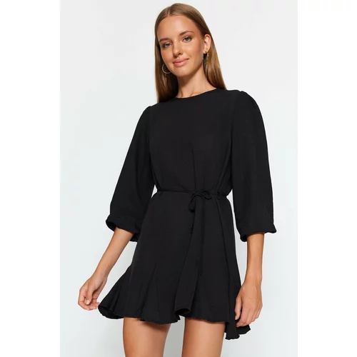 Trendyol Black Lace-Up Detail Woven Woven Dress
