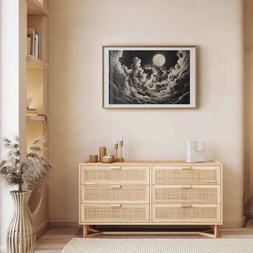  Plakat Moon and Stars Singing Among the Great Clouds 90x60 Zlatni okvir s margom Slike