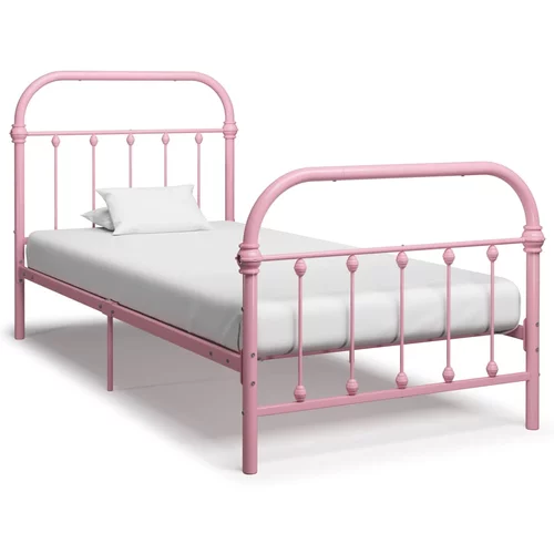 vidaXL posteljni okvir roza kovinski 100x200 cm
