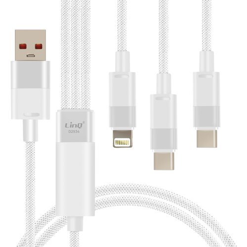 LINQ Kabel USB z Lightning + 2 USB-C 60W Fast Charge z dolžino 1,2 m, Bela, (5000220225) Cene