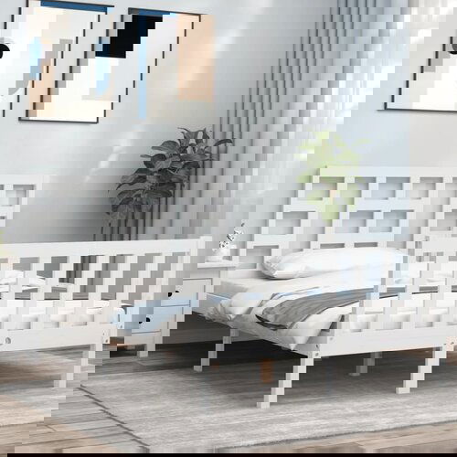 vidaXL Okvir kreveta s uzglavljem bijeli 120 x 200 cm od masivnog drva Cijene