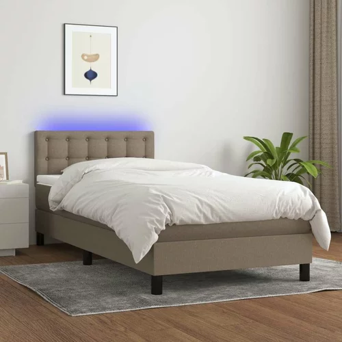  Box spring postelja z vzmetnico LED taupe 90x190 cm blago, (20900048)