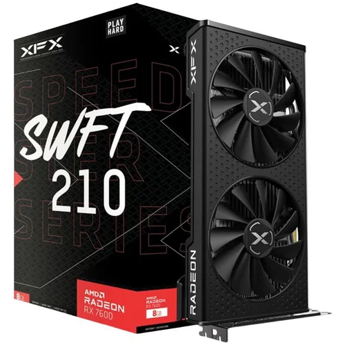 XFX SPEEDSTER SWFT210 RADEON RX7600 CORE Gaming Graphics Card with 8GBGDDR6 HDMI 3xDP, AMD RDNA™ 2