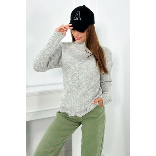 Kesi Sweater with decorative ruffle in gray color Slike