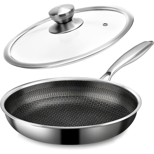 Venisymlis Ponev Iz Nerjavečega Jekla S Pokrovom 28 Cm, Nelepljiva, Satasta Površina Za Omlete, (22057712) Cene