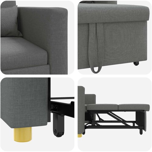 SOFA na razvlačenje Singl Tamno siva 90 x 165 x 87 cm tkanina Slike