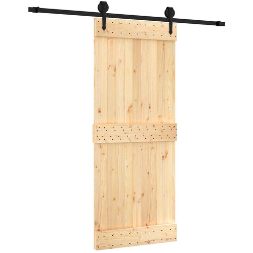  Klizna vrata Prirodna i crna 85 x 210 cm Čvrsta borovina Smeđa 200 x 5.5 x 210 cm Slike