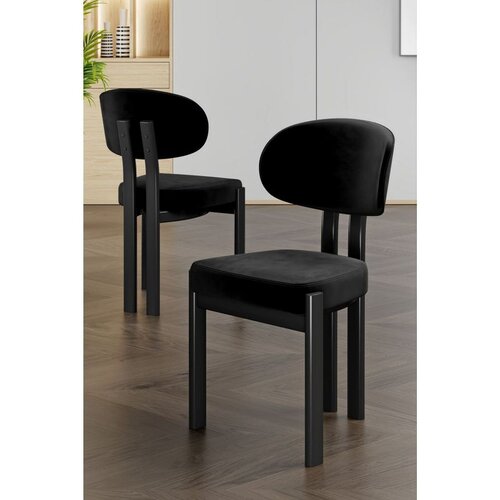 Hanah home set trpezarijskih stolica Dore 2 kom, crna tkanina Babyface, crne metalne noge Cene