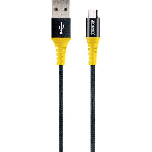 SCHWAIGER USB kabel USB 2.0 USB-A vtič\, USB-mikro-B vtič 1.20 m črna\, rumena odporen na trganje WKUM10511, (20416481) Cene