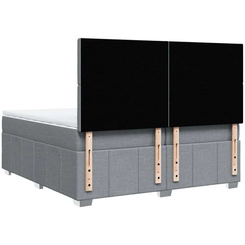 VidaXL Krevet s oprugama i madracem svjetlosivi 200 x 200cm od tkanine Slike