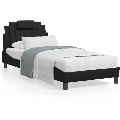 VidaXL Posteljni okvir z LED lučkami črn 90x190 cm umetno usnje Slike