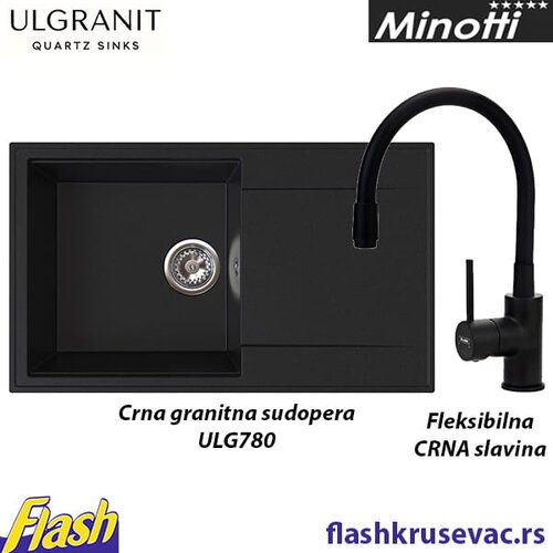  Sudopera Ulgranit ULG780 (CRNA) + fleksibilna slavina Minotti - SET Slike