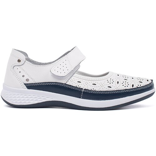 GOODIN Perforated leather sandals white and navy blue Cene