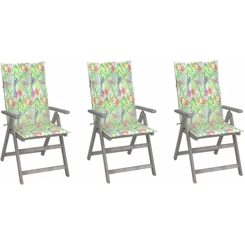 3 Nagibne vrtne stolice s jastucima kom masivno bagremovo drvo