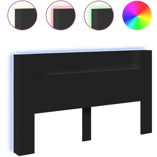 Maison Chic posteljno vzglavje - vzglavna omarica - nočna omarica led črna 180x16,5x103,5 cm, (21704296) Slike