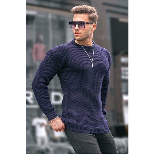 Madmext Navy Blue Basic Knitwear Men's Sweater 5990 Slike