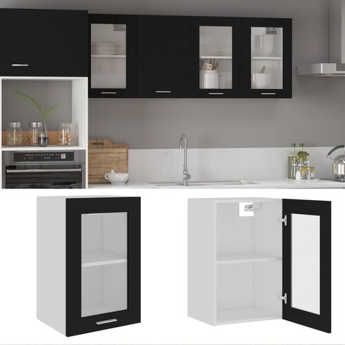 vidaXL Viseći stakleni ormarić crni 40 x 31 x 60 cm od iverice Cijene