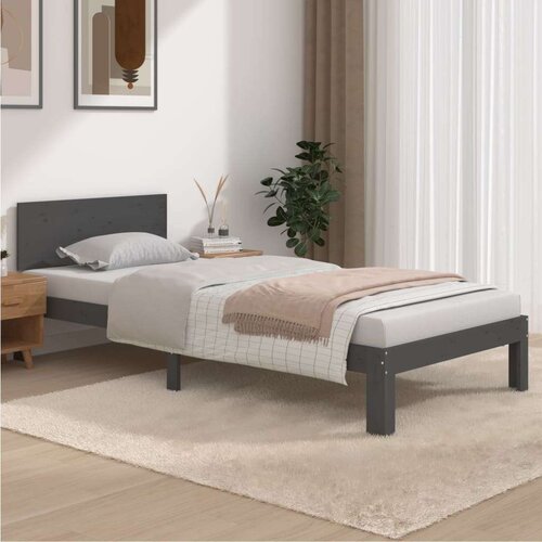  Posteljni okvir siv iz trdne borovine 90x200 cm, (20644286) Cene