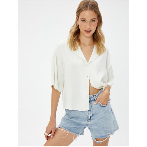Koton Viscose Satin Shirt with Short Sleeves and Buttons Slike